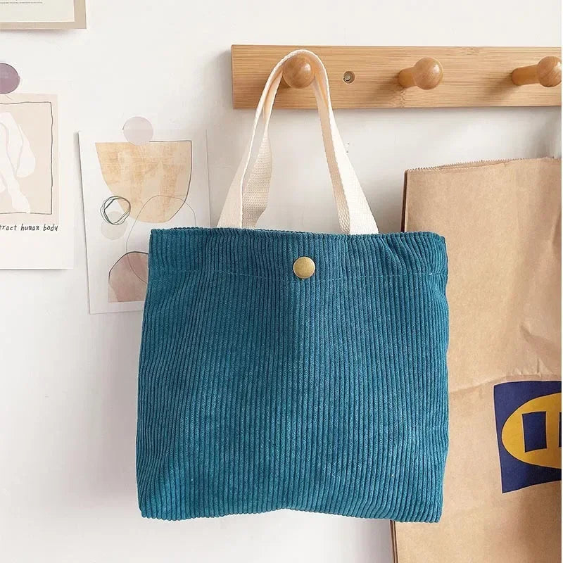 2025.Lunch Bag Corduroy Canvas Lunch Box Drawstring Picnic Food Storage Bags