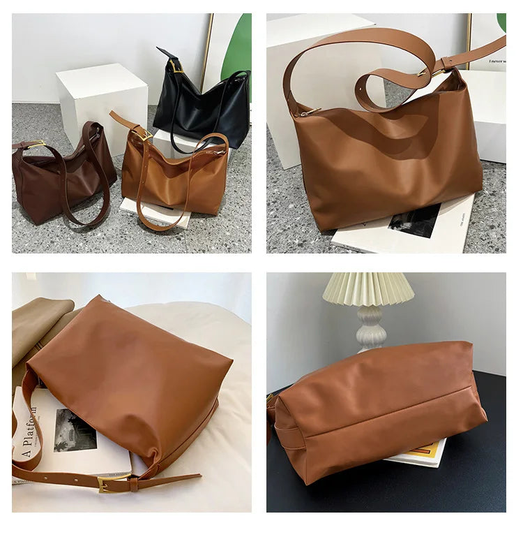Vintage Pillow Design PU Leather Boston Handbag