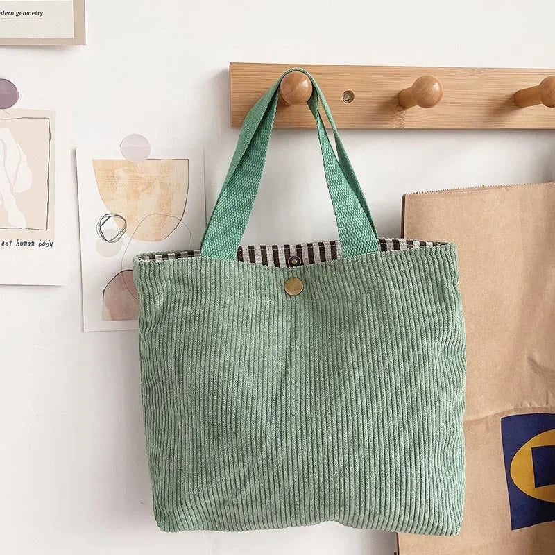 2025.Lunch Bag Corduroy Canvas Lunch Box Drawstring Picnic Food Storage Bags