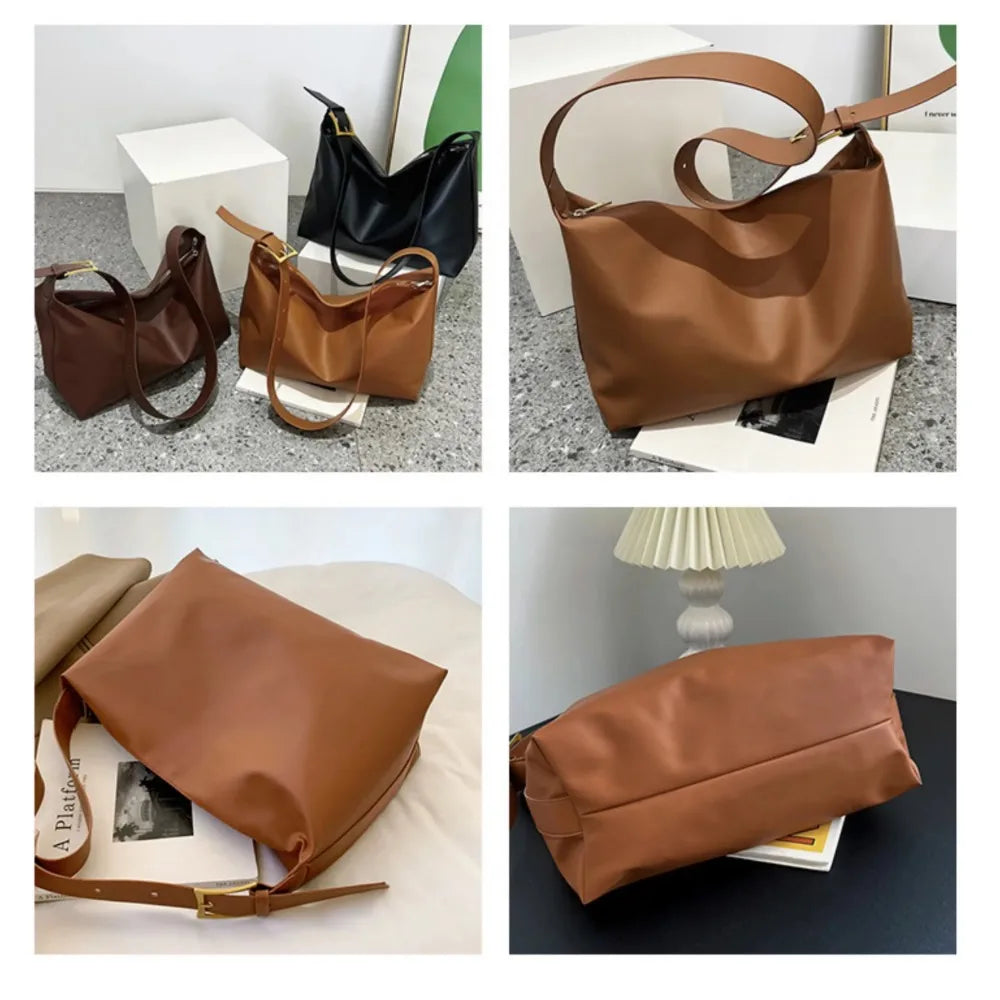 Vintage Pillow Design PU Leather Boston Handbag