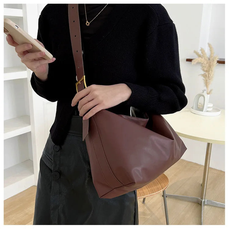 Vintage Pillow Design PU Leather Boston Handbag