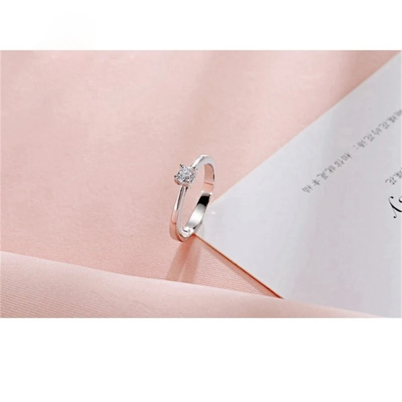 925 Steling Silver Color  Ring for Women Simple Cubic Zircon