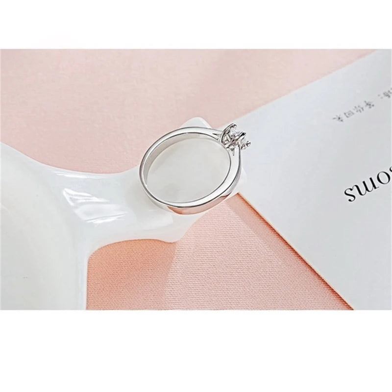 925 Steling Silver Color  Ring for Women Simple Cubic Zircon