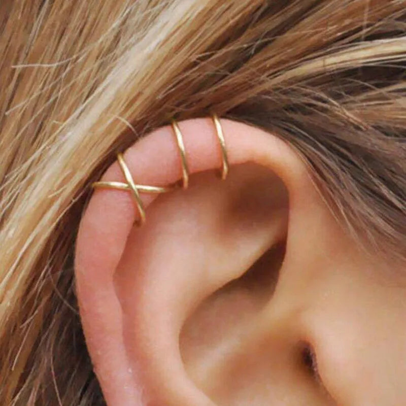 5Pcs/Set Stainless Steel C Shape Earrings