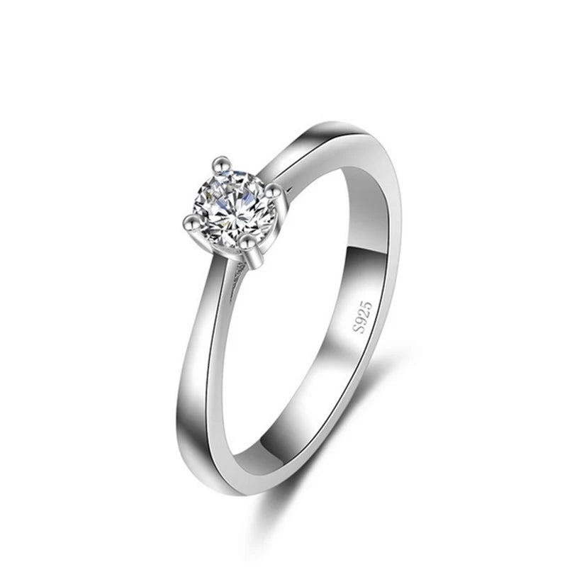 925 Steling Silver Color  Ring for Women Simple Cubic Zircon