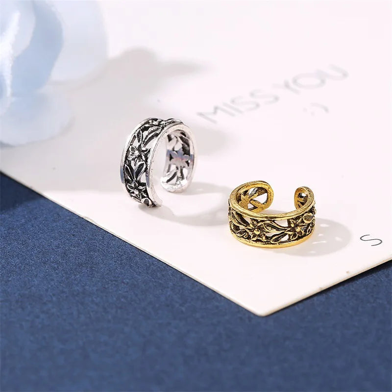 Simple Punk Vintage Pattern Ear Clip Vintage Hollow U-Shape Clip Earrings For Women Climbers No Piercing Fake Cartilage Earring