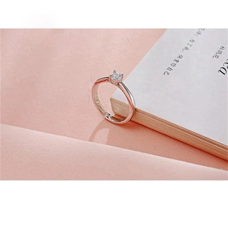 925 Steling Silver Color  Ring for Women Simple Cubic Zircon