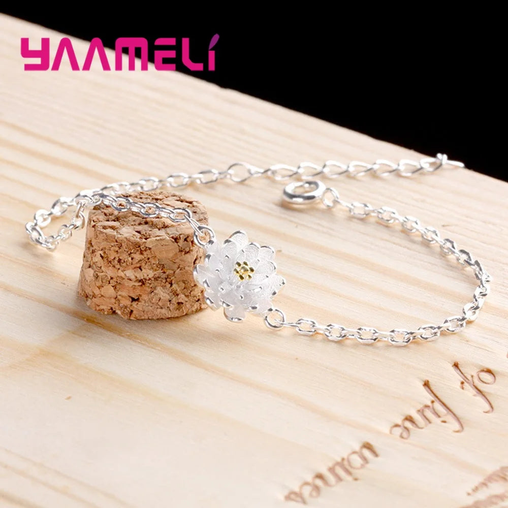 925 Sterling Silver Color Charming Link Bracelets for Woman