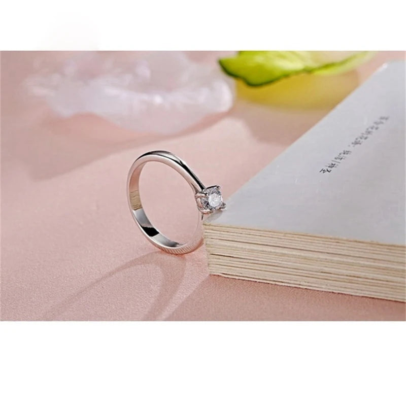 925 Steling Silver Color  Ring for Women Simple Cubic Zircon