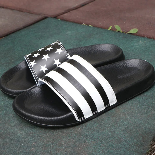 Mens Slides Non-Slip Designer Striped