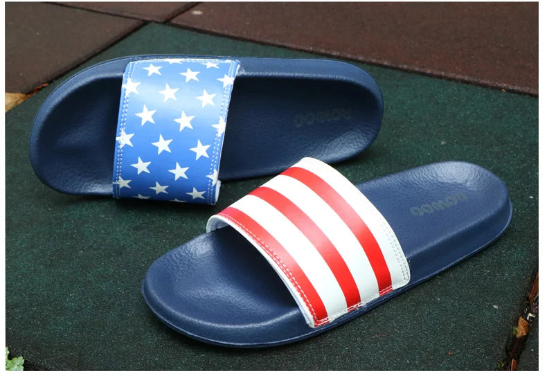 Mens Slides Non-Slip Designer Striped