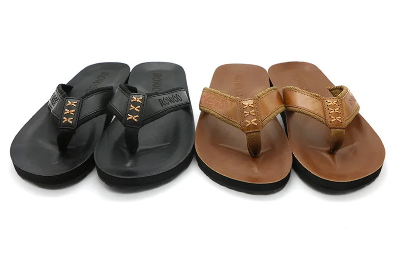 Mens Leather Flip Flops  Non-Slip