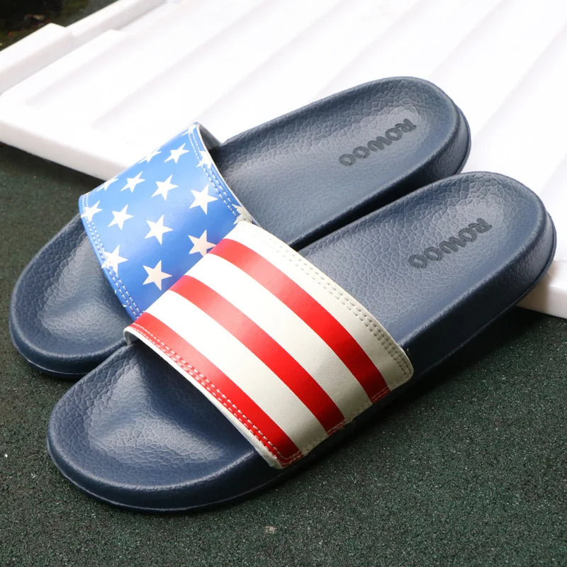 Mens Slides Non-Slip Designer Striped