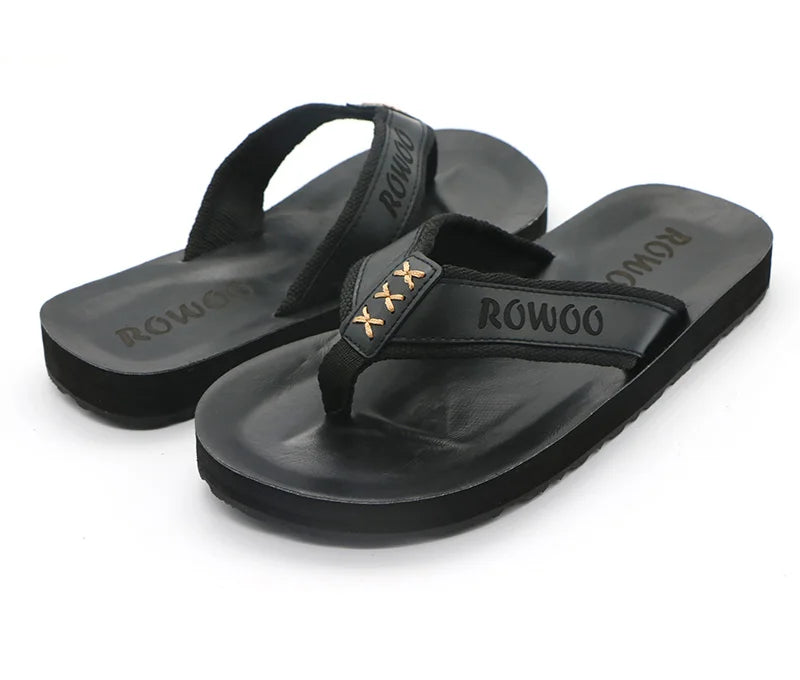 Mens Leather Flip Flops  Non-Slip