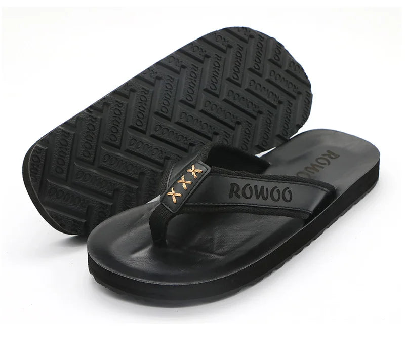 Mens Leather Flip Flops  Non-Slip