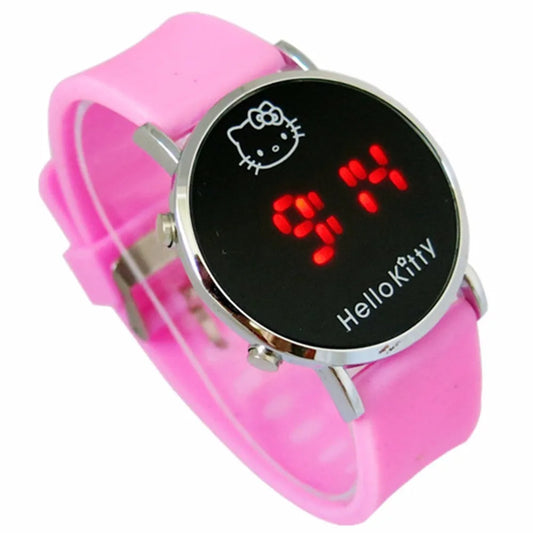 Cartoon Cat Children Electronic Sport LED Digital Wrist Watch