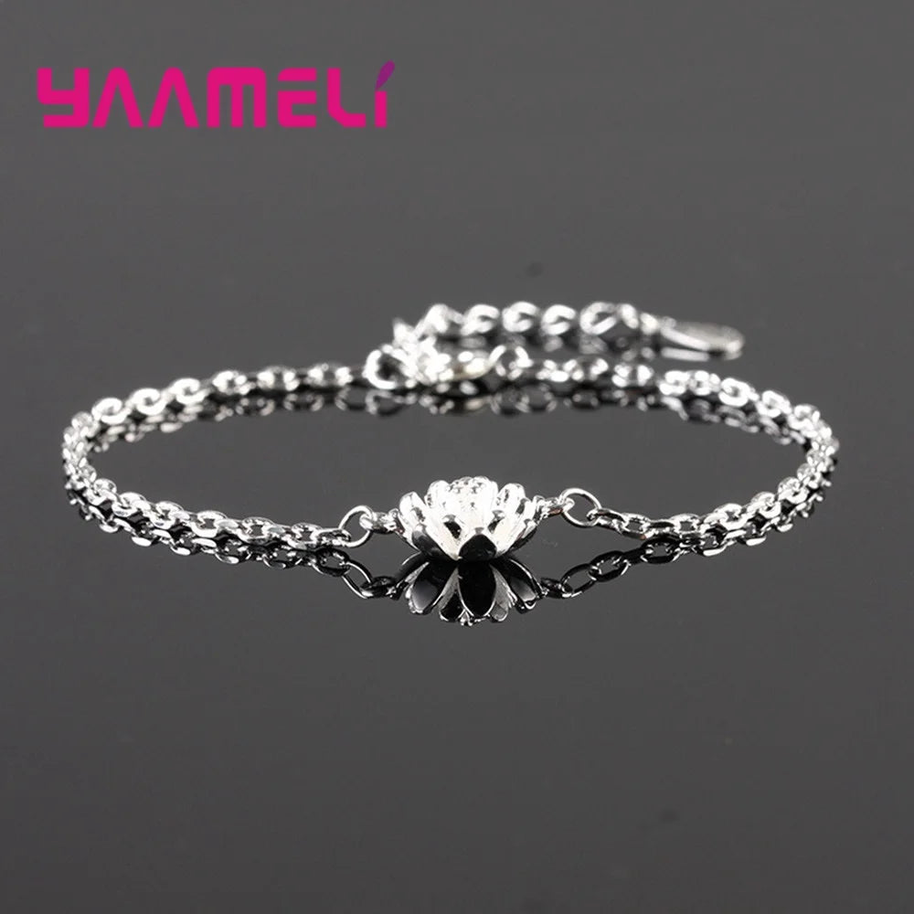 925 Sterling Silver Color Charming Link Bracelets for Woman