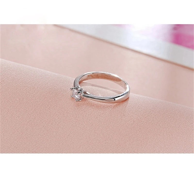 925 Steling Silver Color  Ring for Women Simple Cubic Zircon