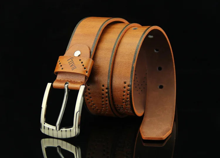 New Men's Belt Pin Buckle Letters Brown Jeans  Good Quality Male Burst Models Belt 3.7cm