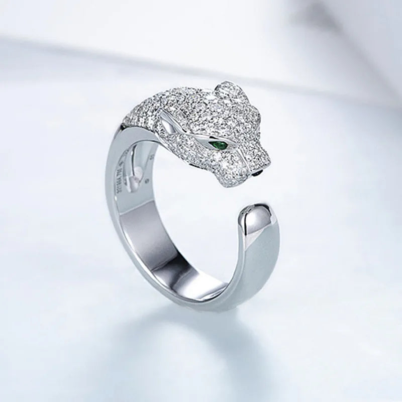 Genuine 925 Sterling Silver Rings for Women zircon animal line vantage