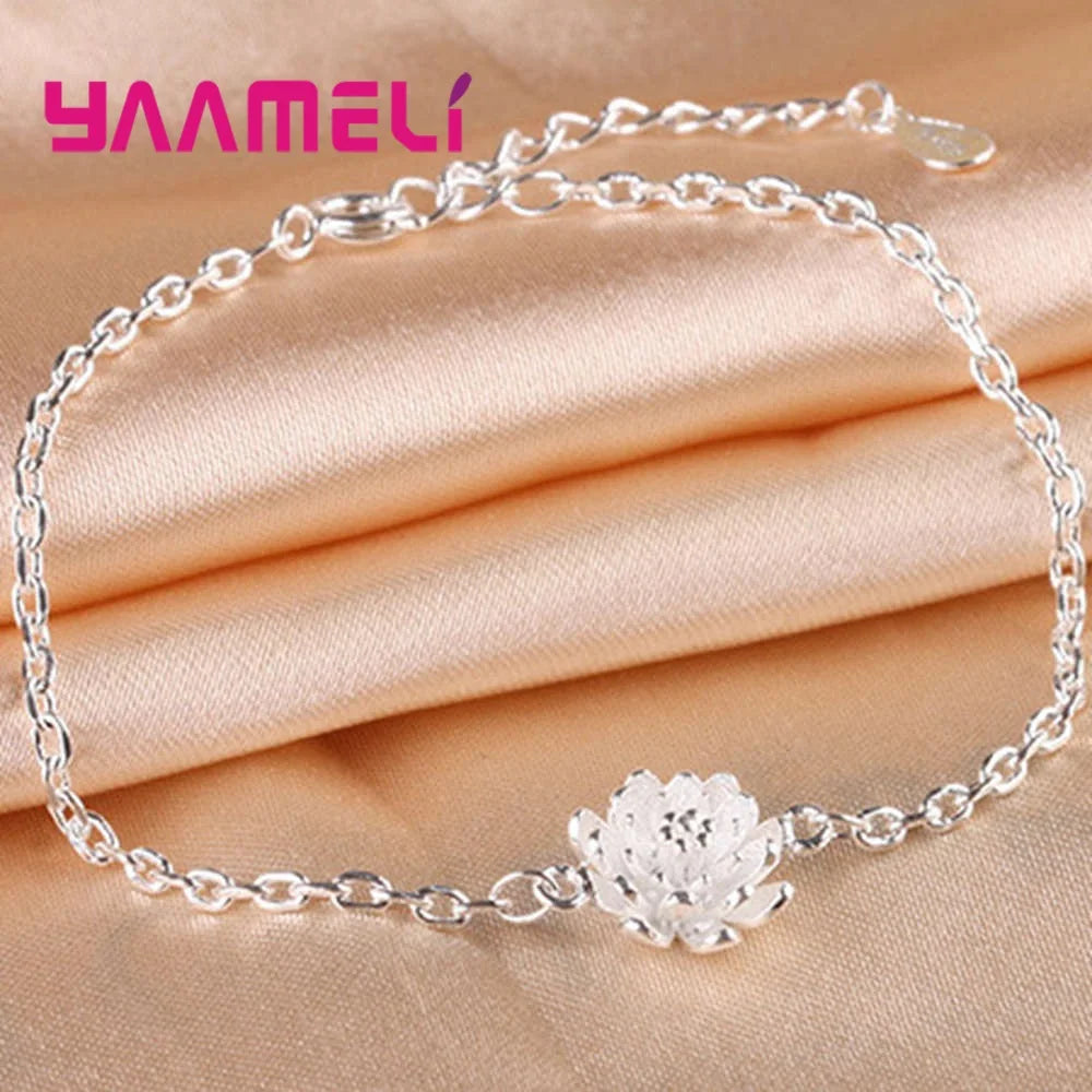 925 Sterling Silver Color Charming Link Bracelets for Woman