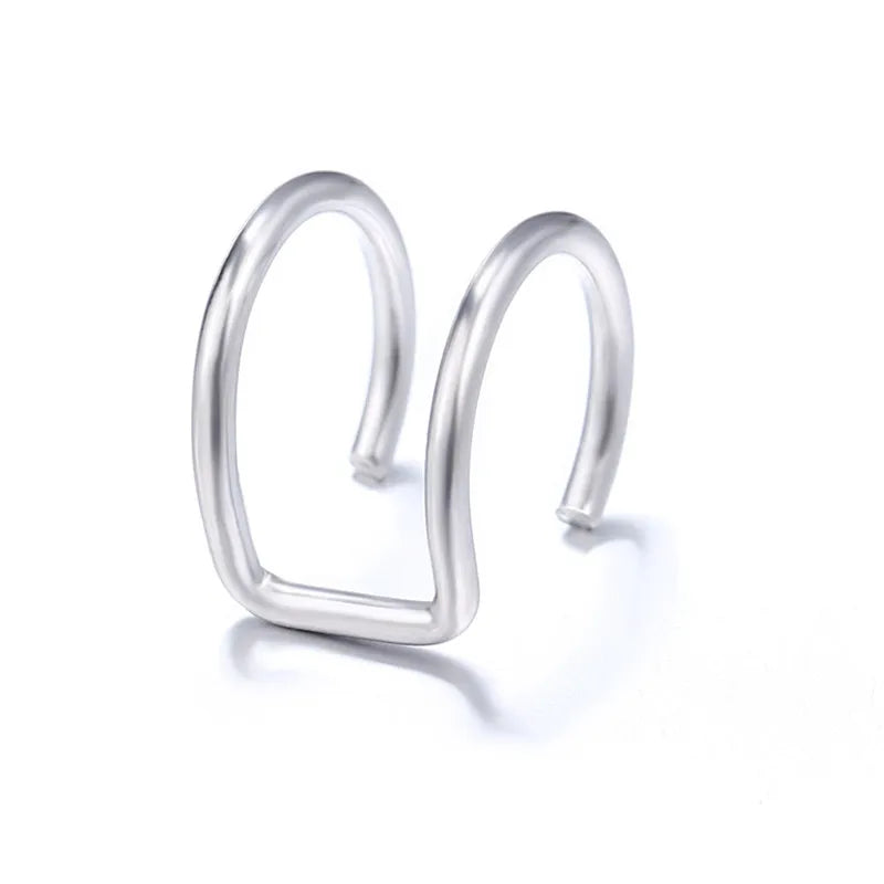 5Pcs/Set Stainless Steel C Shape Earrings