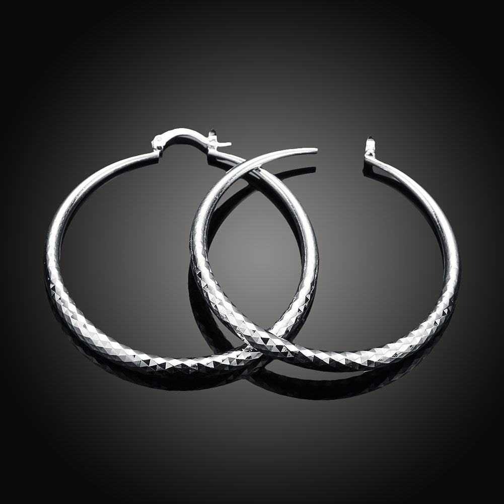 925 Sterling Silver 5CM circle hoop Earrings for Women fashion