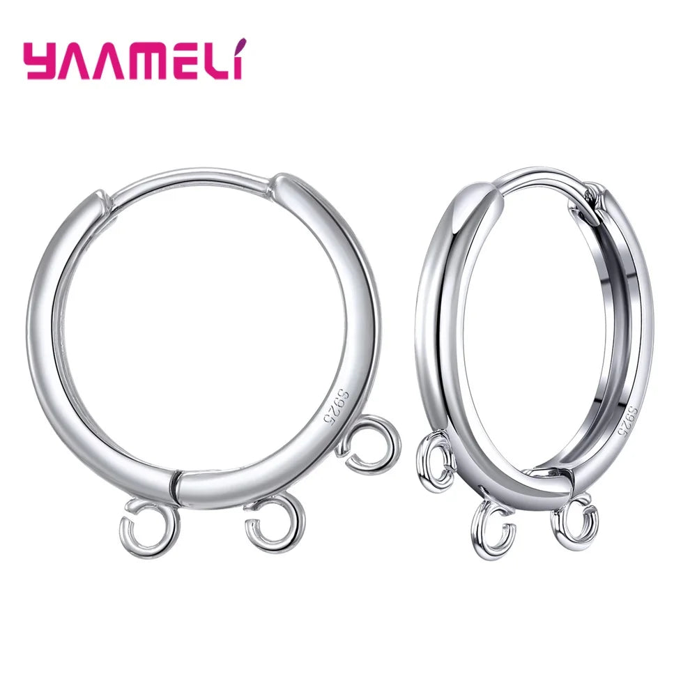 925 Sterling Silver  Circle Edge Loop Hoop Earrings Fittings