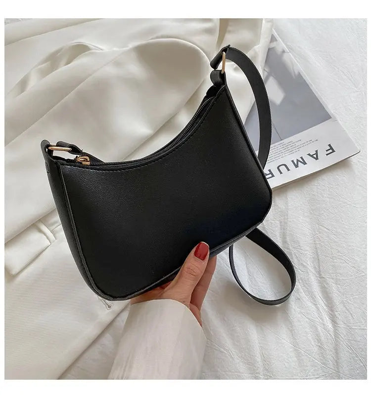 2025. Solid Color PU Leather Shoulder Underarm Bag Women's Fashion Handbags