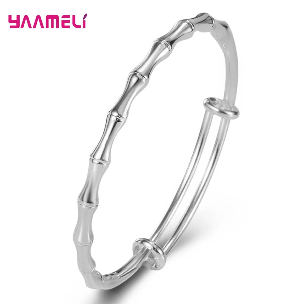 925 Sterling Silver Jewelry Bangles New Trend Bamboo Stylish