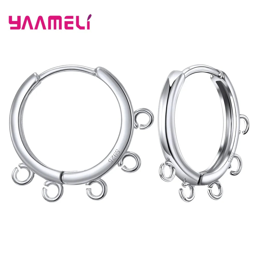 925 Sterling Silver  Circle Edge Loop Hoop Earrings Fittings