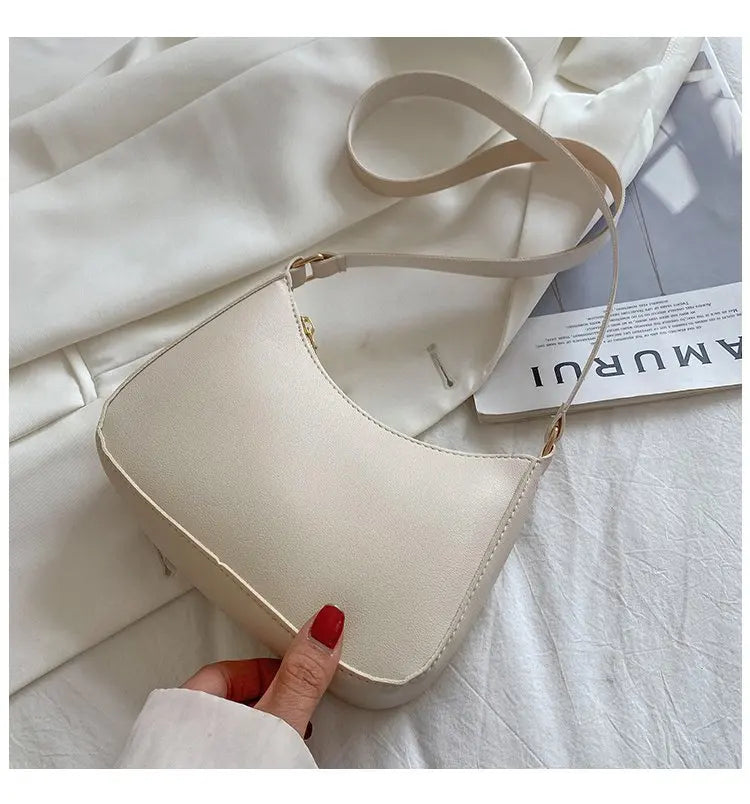 2025. Solid Color PU Leather Shoulder Underarm Bag Women's Fashion Handbags