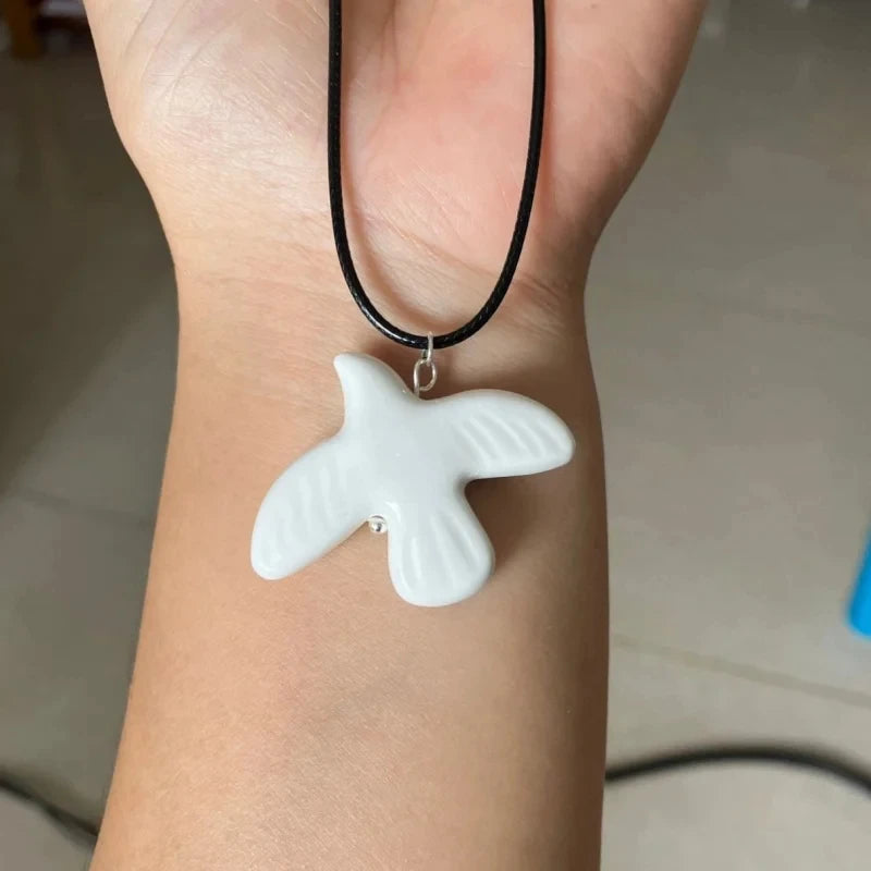 Fashion White Peace Dove Pendant Necklace Earrings for Women