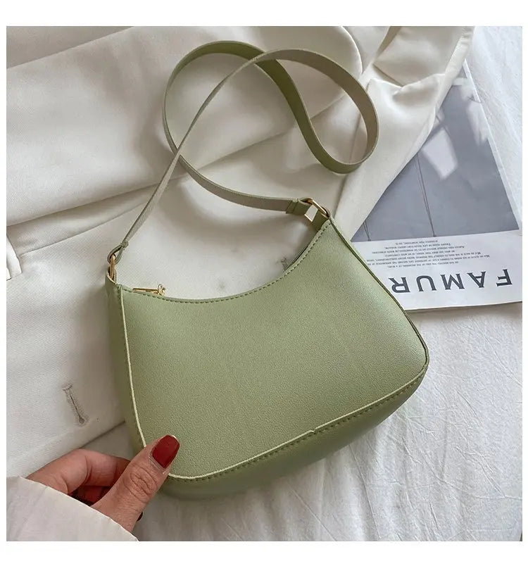 2025. Solid Color PU Leather Shoulder Underarm Bag Women's Fashion Handbags