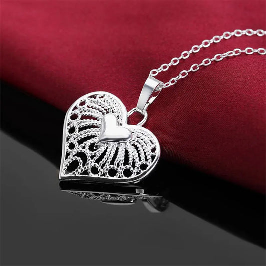 Fashion 925 Sterling Silver 18-24 Inches Fine 25MM Heart Necklace F