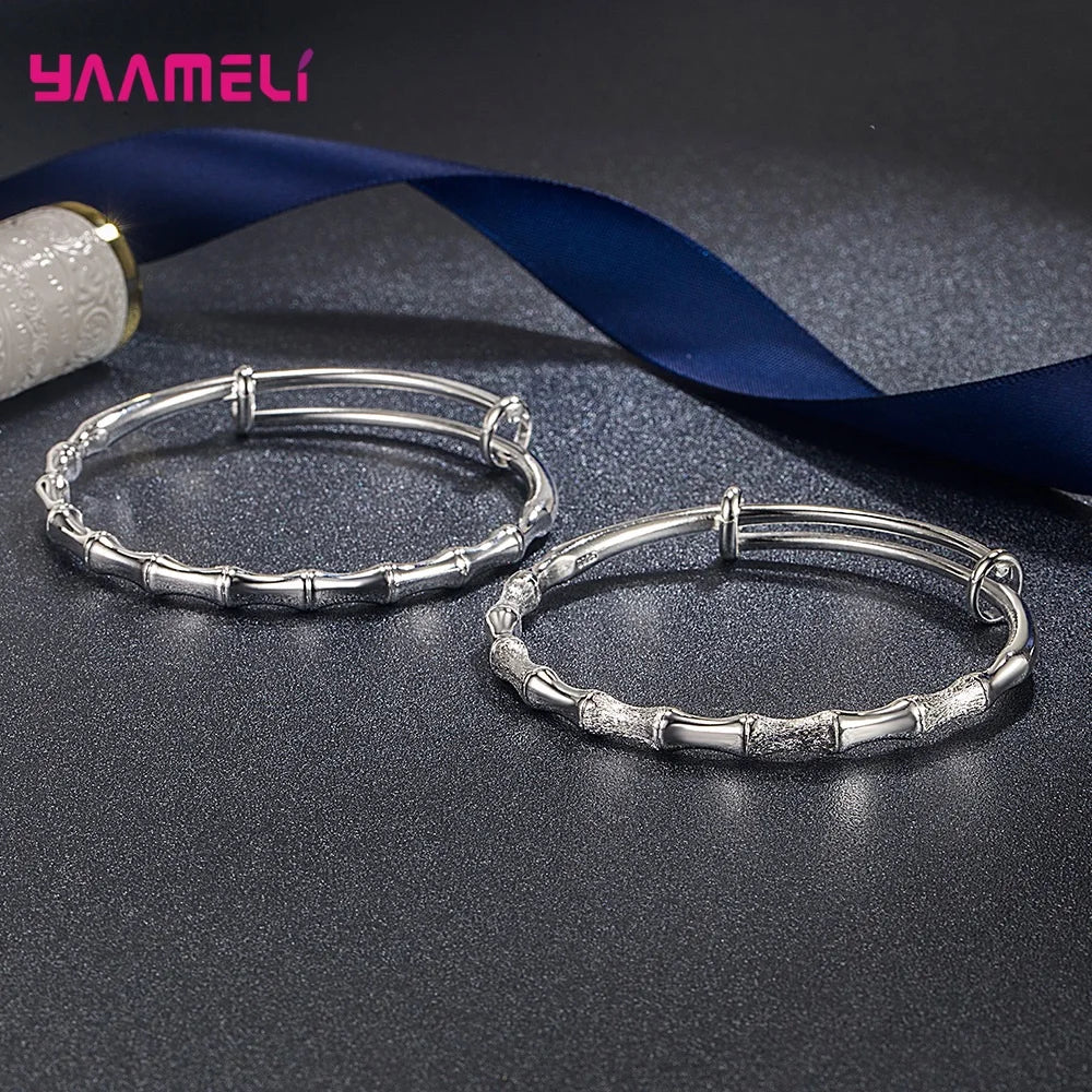 925 Sterling Silver Jewelry Bangles New Trend Bamboo Stylish