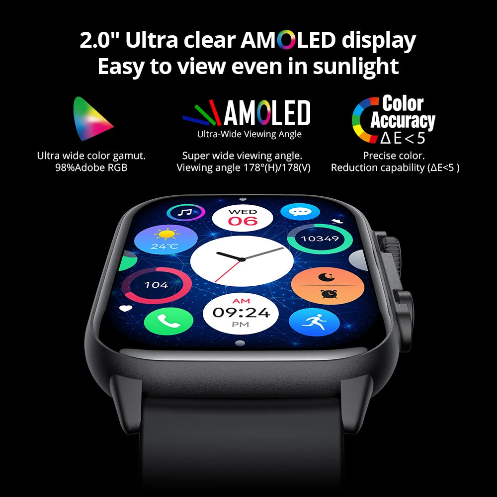 COLMI C81 2.0'' AMOLED Smartwatch Support AOD, 100 Sports Modes, IP68 Waterproof Smart Watch Men Women PK Ultra Series 8