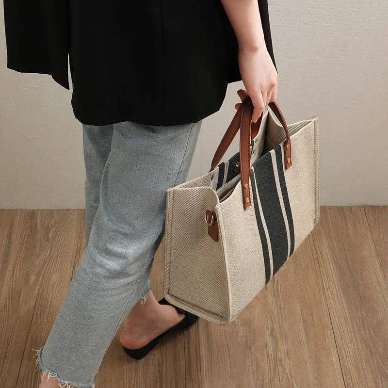 Women Canvas Business Bag Large Capacity Tote Bags Female