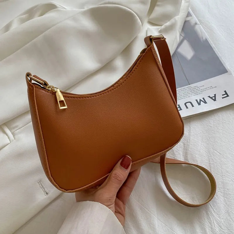 2025. Solid Color PU Leather Shoulder Underarm Bag Women's Fashion Handbags