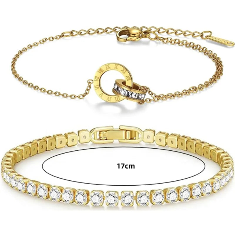 2pcs Gold Silver Bracelets Girls Elegant