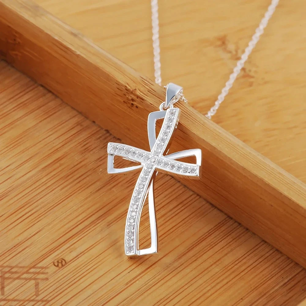 45cm 925 sterling silver necklace charm for women cyrstal