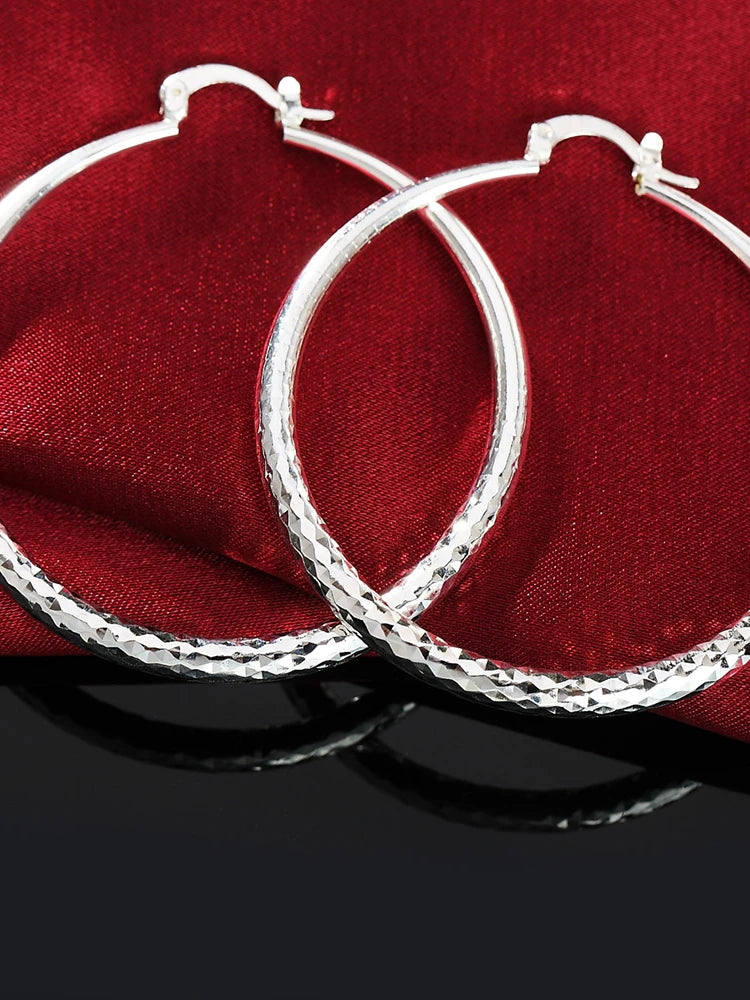 925 Sterling Silver 5CM circle hoop Earrings for Women fashion