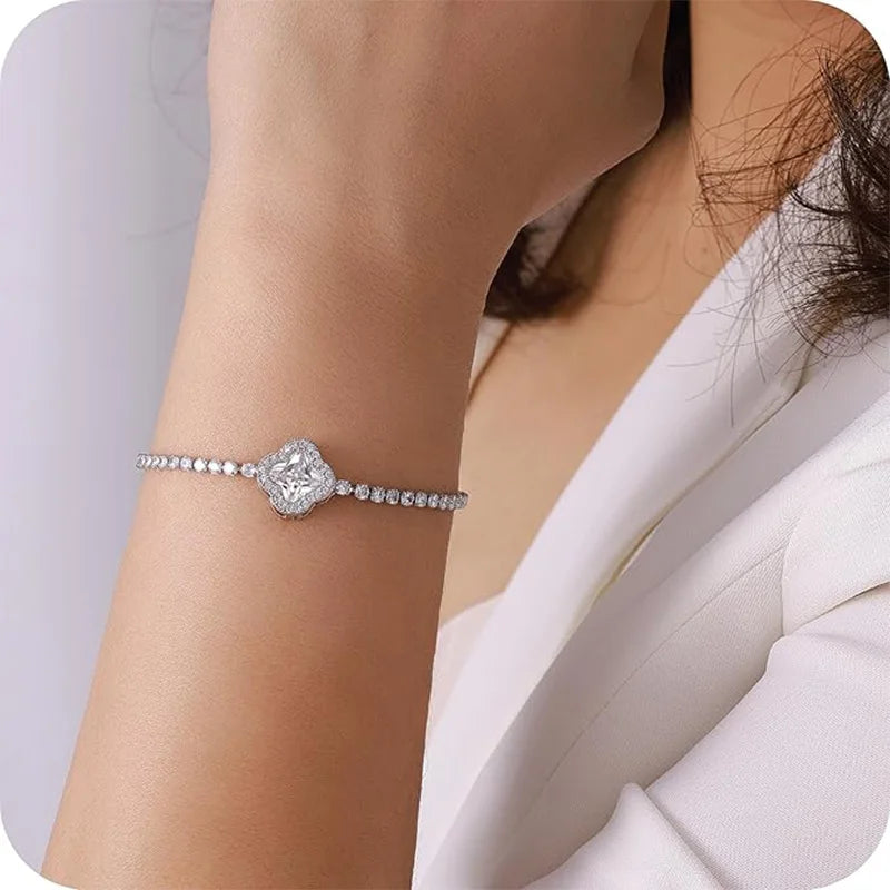 Cubic Zirconia Clover Bracelets for Women Girls