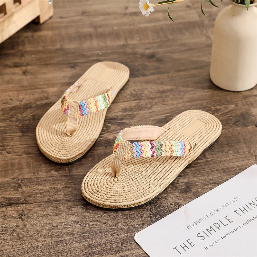 2025Summer Woven Women Shoes Beach