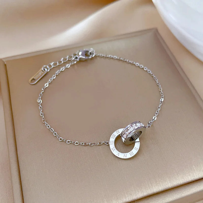 2pcs Gold Silver Bracelets Girls Elegant