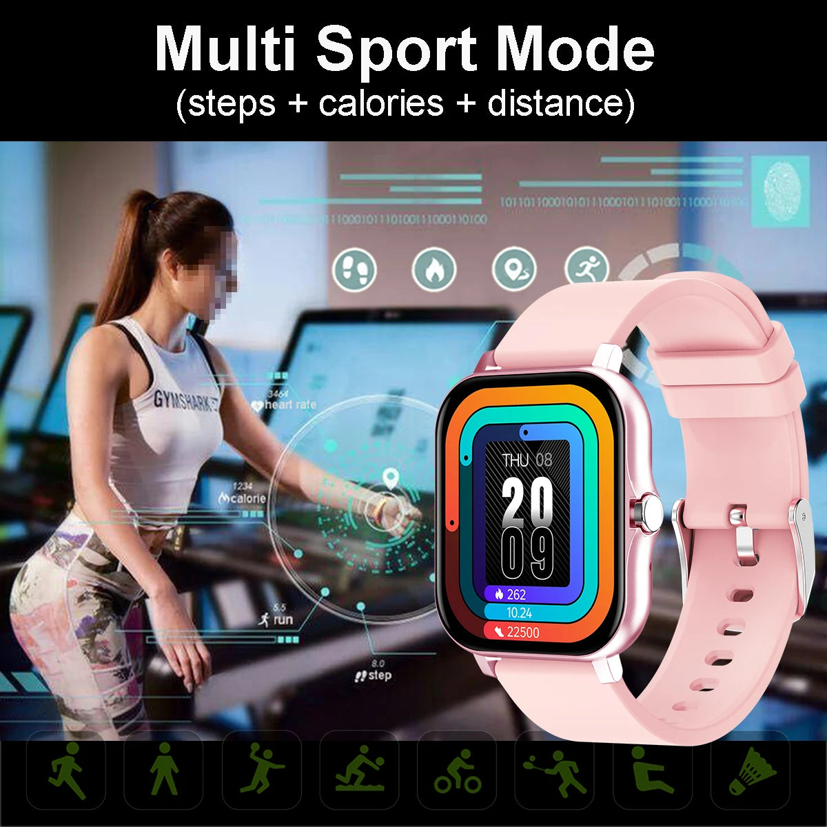 2025Waterproof Smart Watch with Message Answer Call Sports  For iPhone Android