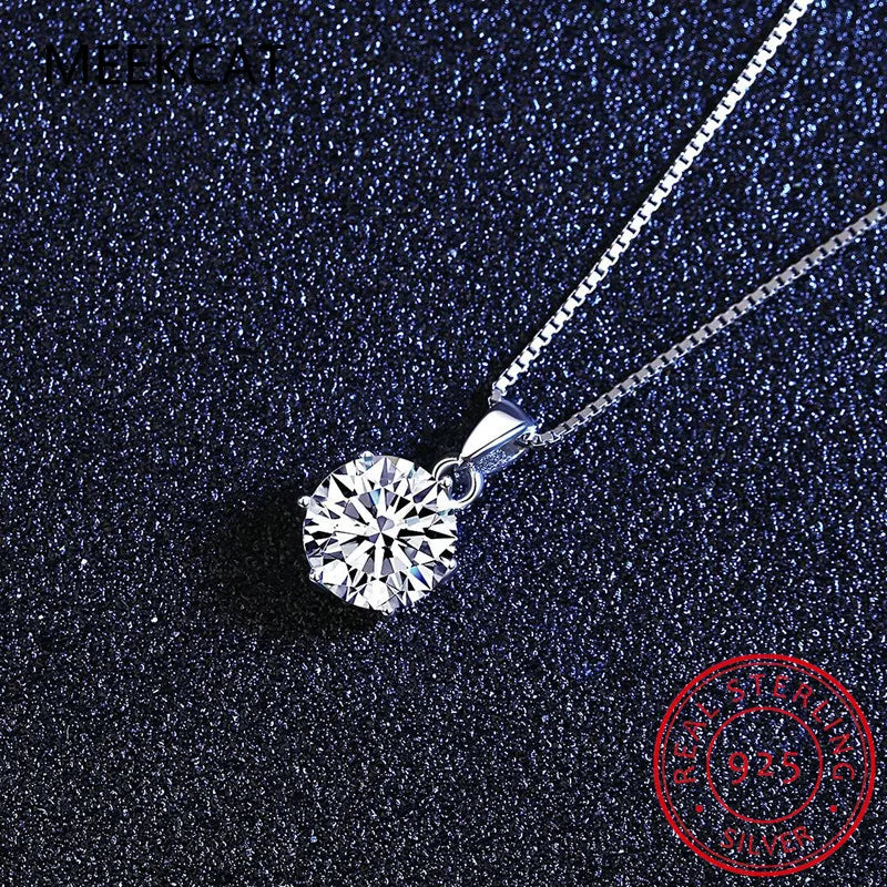 2.0ct VVS1 D Color Moissanite Necklace 925 Soild Sterling Sliver Chain