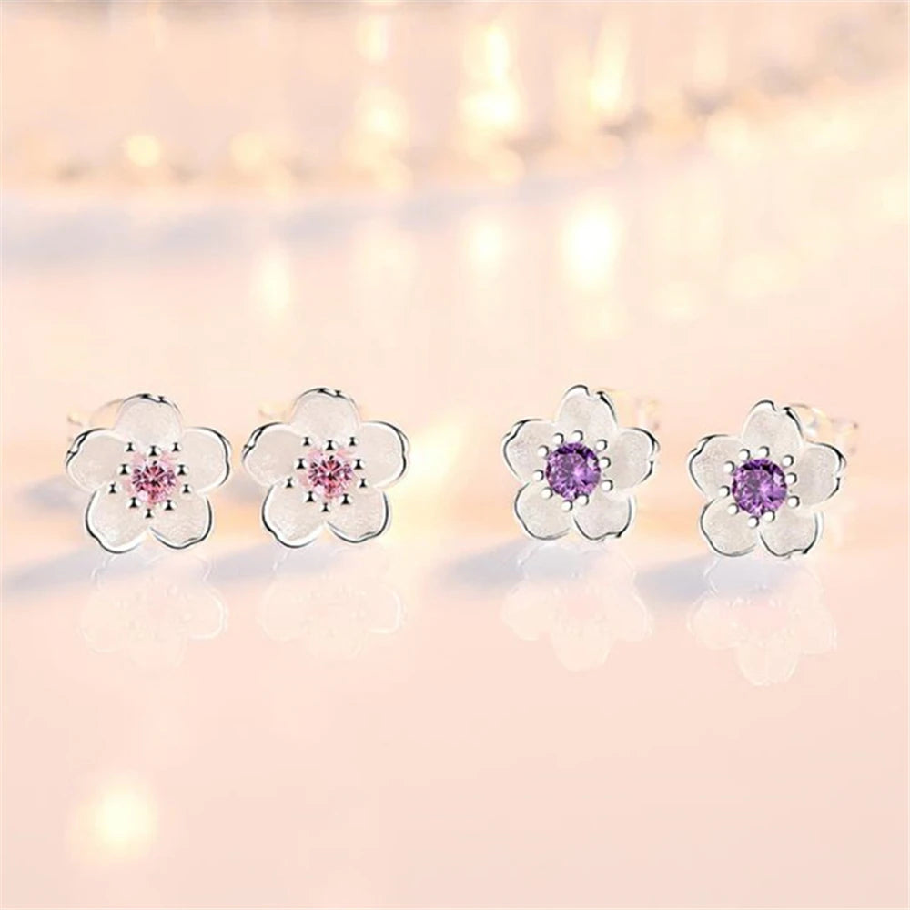 925 sterling silver Fashion women fungus ornaments romantic Earrings pink