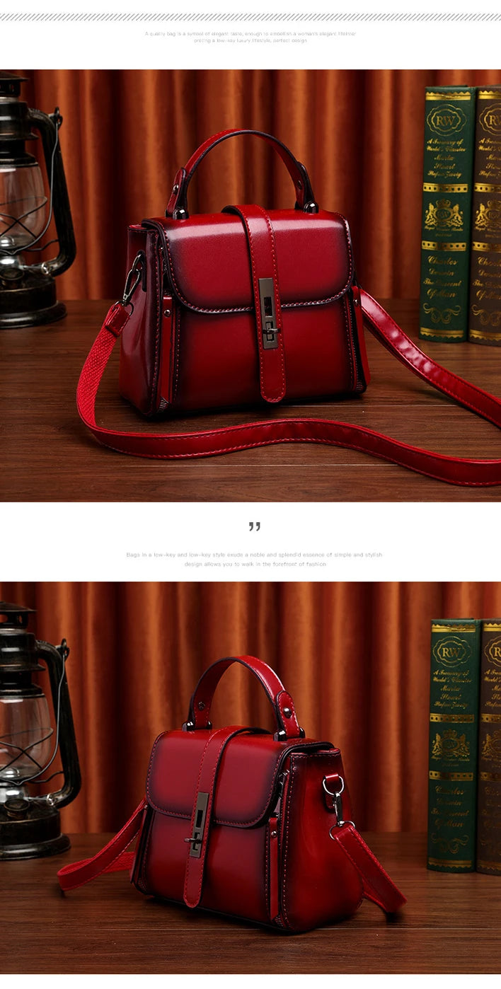 Fashion Small Square Women Shoulder Bags Lock Solid Color PU Leather