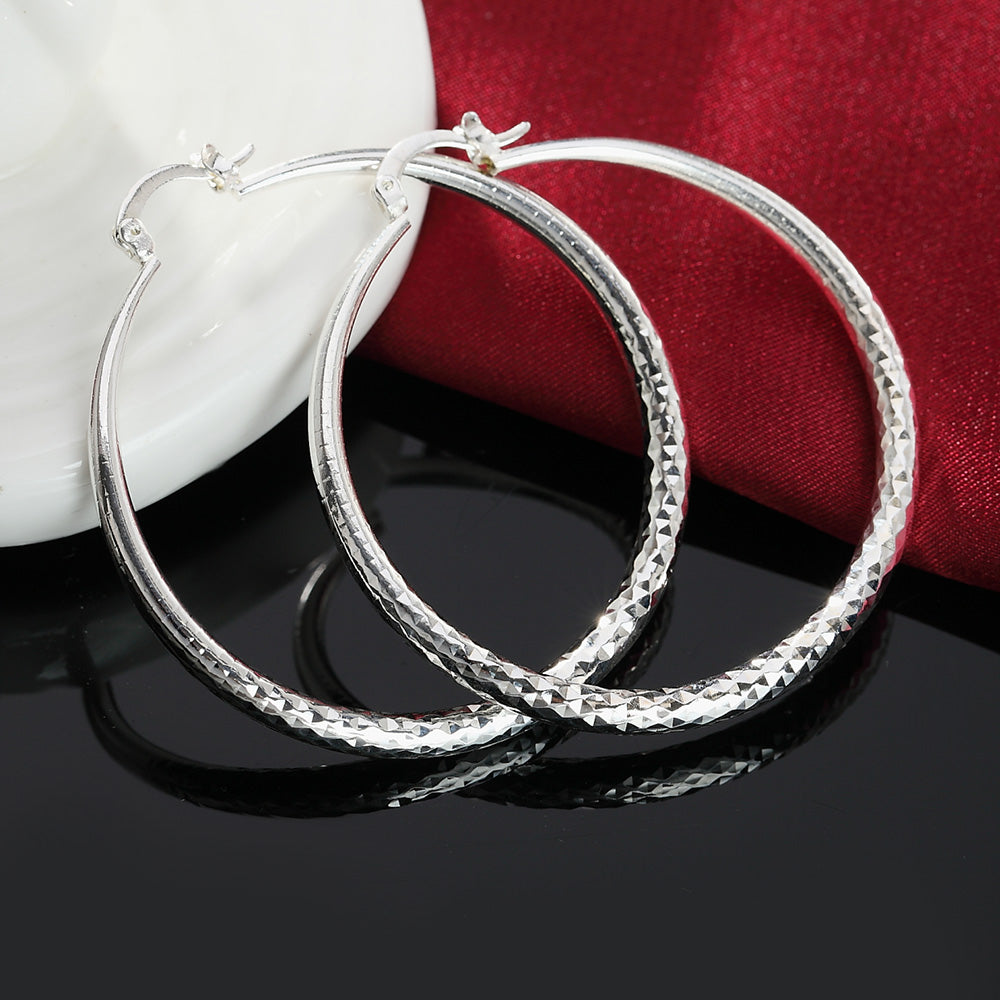 925 Sterling Silver 5CM circle hoop Earrings for Women fashion